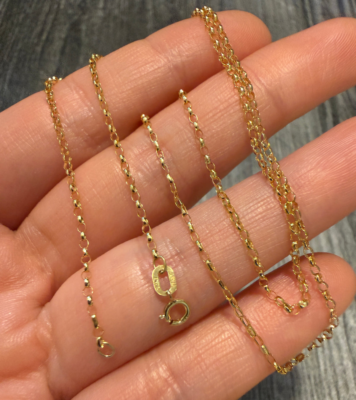 Lightweight 14K Gold Rolo Link Chain, 20.75" Long