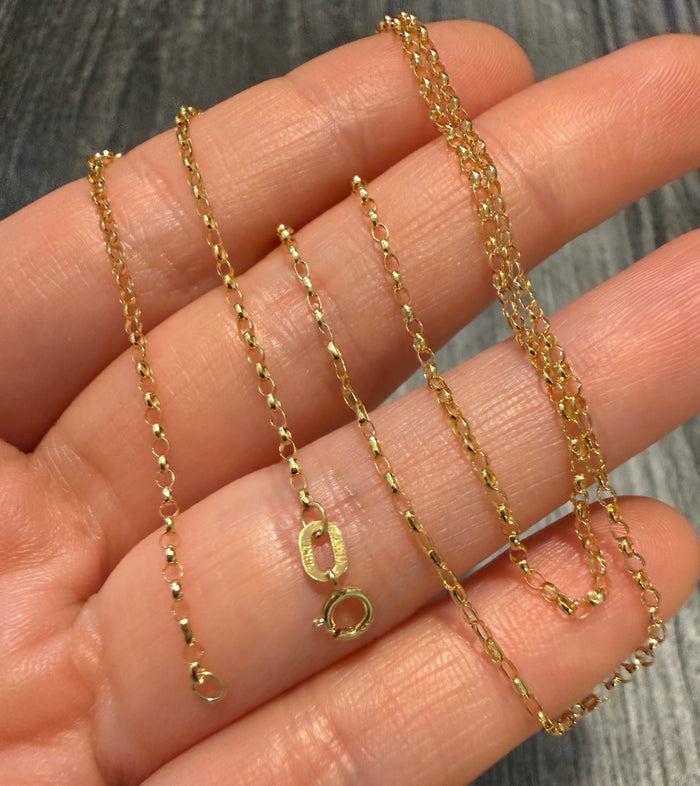 Lightweight 14K Gold Rolo Link Chain, 20.75" Long