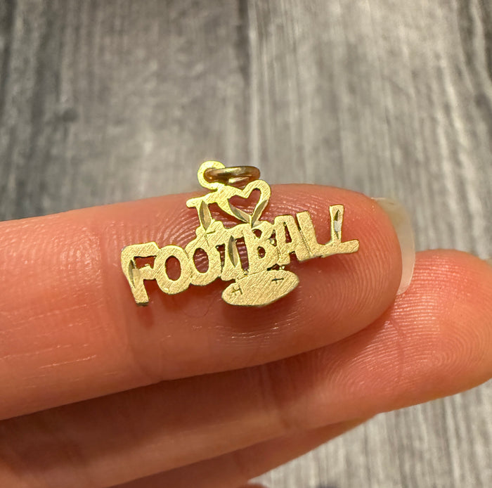 "I LOVE FOOTBALL" Charm in 14K Gold