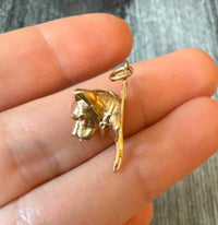 Vintage Dog Head and Fence Charm in 14K Gold