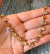 Ethiopian Opal Tennis Style Necklace in 14K Gold, 17.25" Long (I)