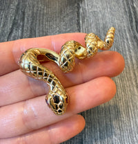 Coiled Snake Pendant and Brooch in 14K Gold