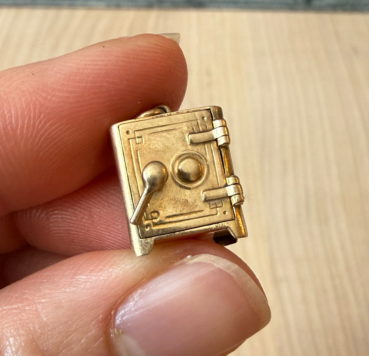 Vintage Movable Safe Charm in 14K Gold