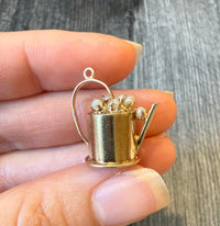Gardener’s Watering Can Charm with Pearls in 14K Gold