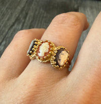 Triple Shell and Mother of Pearl Cameo Ring (H)