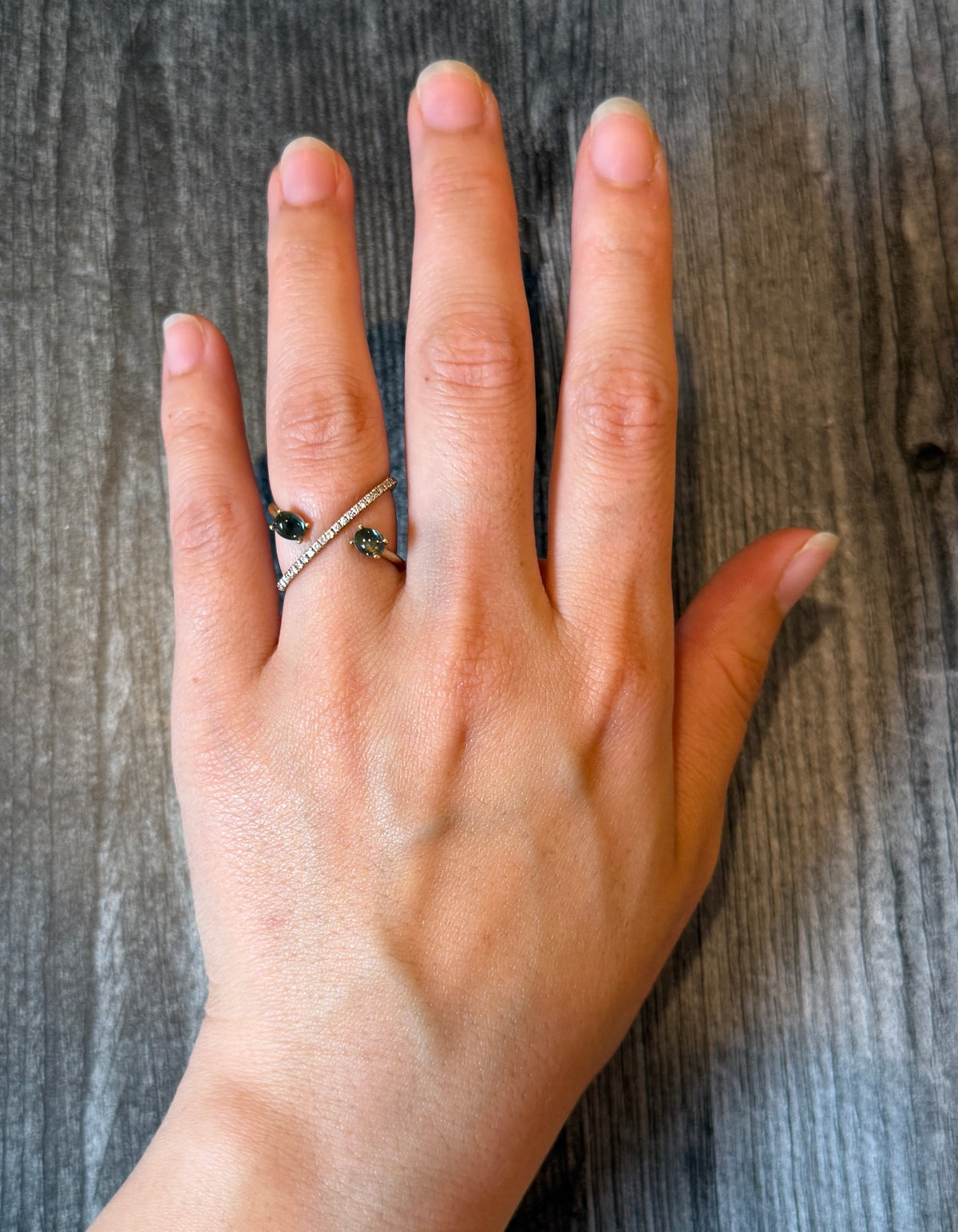 Nanis Blue Topaz and Diamond Orbit Ring in 18K Gold (I)