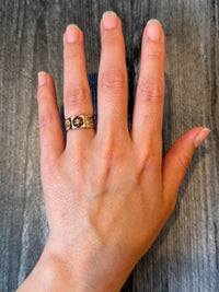 Victorian Diamond Flower Ring in 14K Tricolor Gold