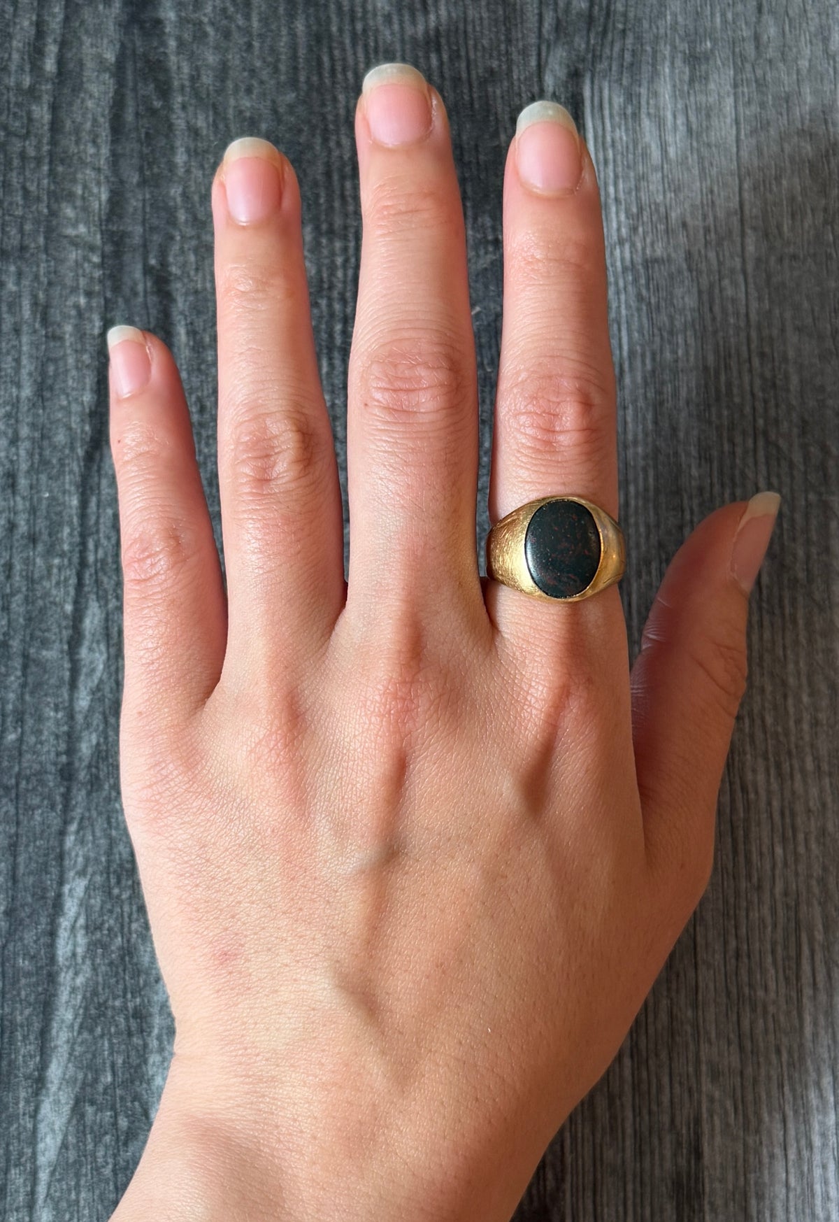 1940s Tiffany & Co Bloodstone Signet Ring in 18K Gold