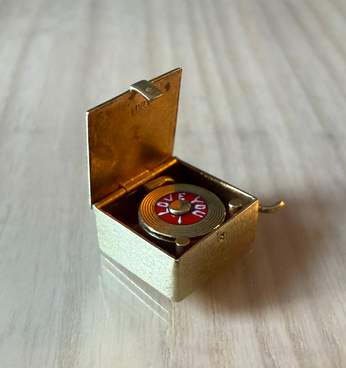 1950s Sloan & Co Mechanical “I Love You” Record Player Charm
