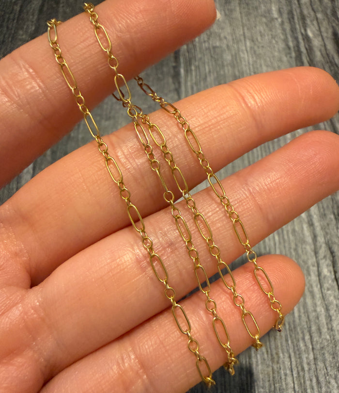Paperclip Style 14K Gold Chain, 16" Long
