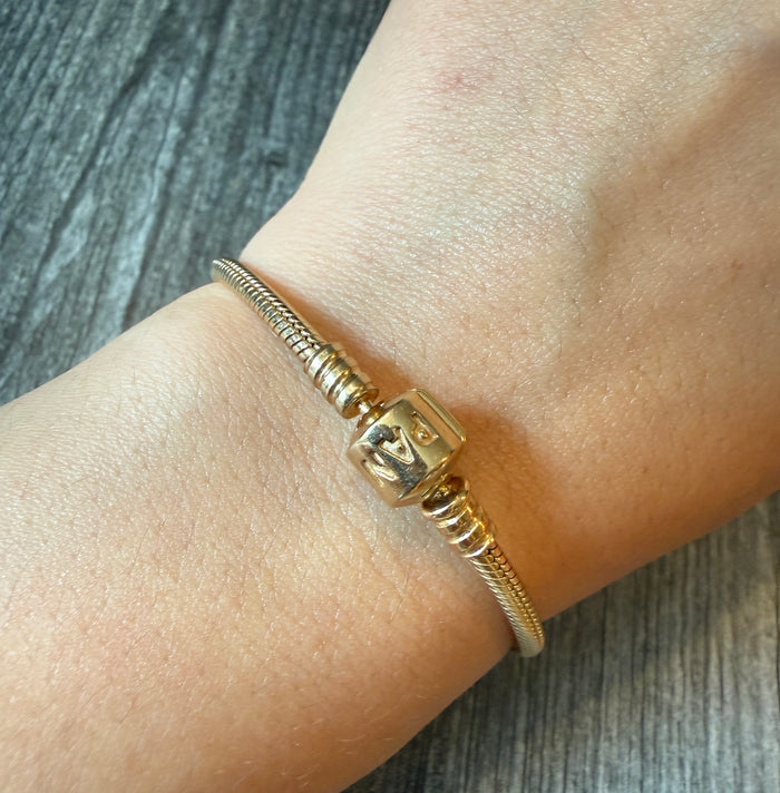 Pandora 14K Gold Tubular Snake Bracelet, 6.3” Long￼ (A)