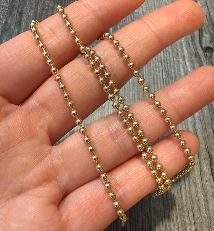 Classic Gold Ball Chain in 14K Gold, 18” Long (F)