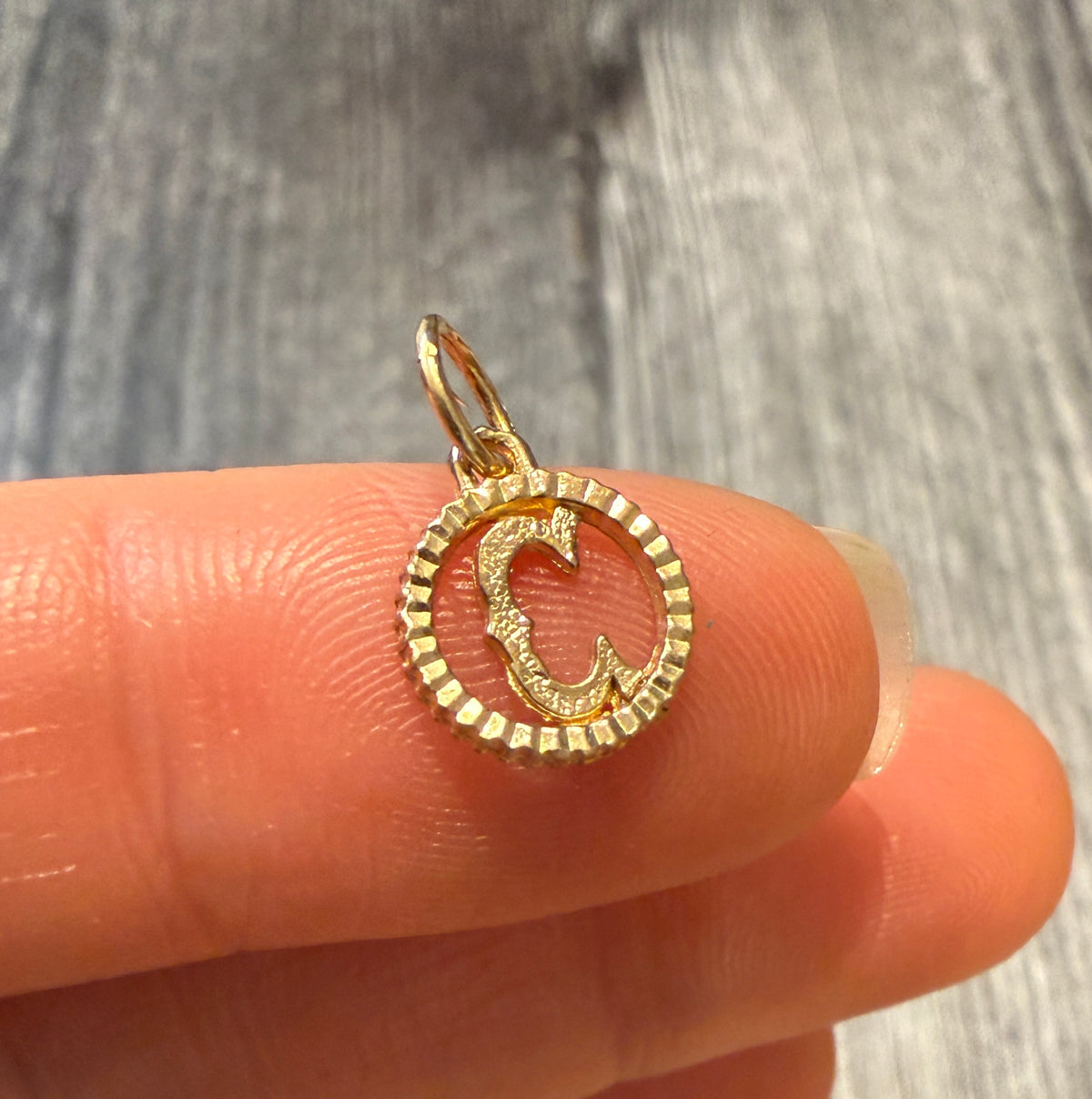 Small Initial "C" Charm with Radiant Border