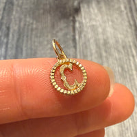 Small Initial "C" Charm with Radiant Border