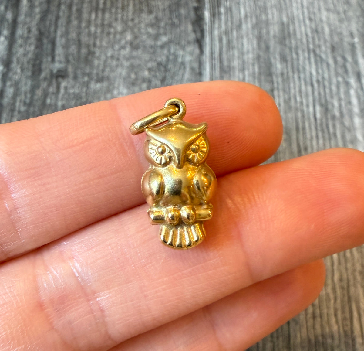 Puffy Chubby 18K Gold Owl Charm (S)
