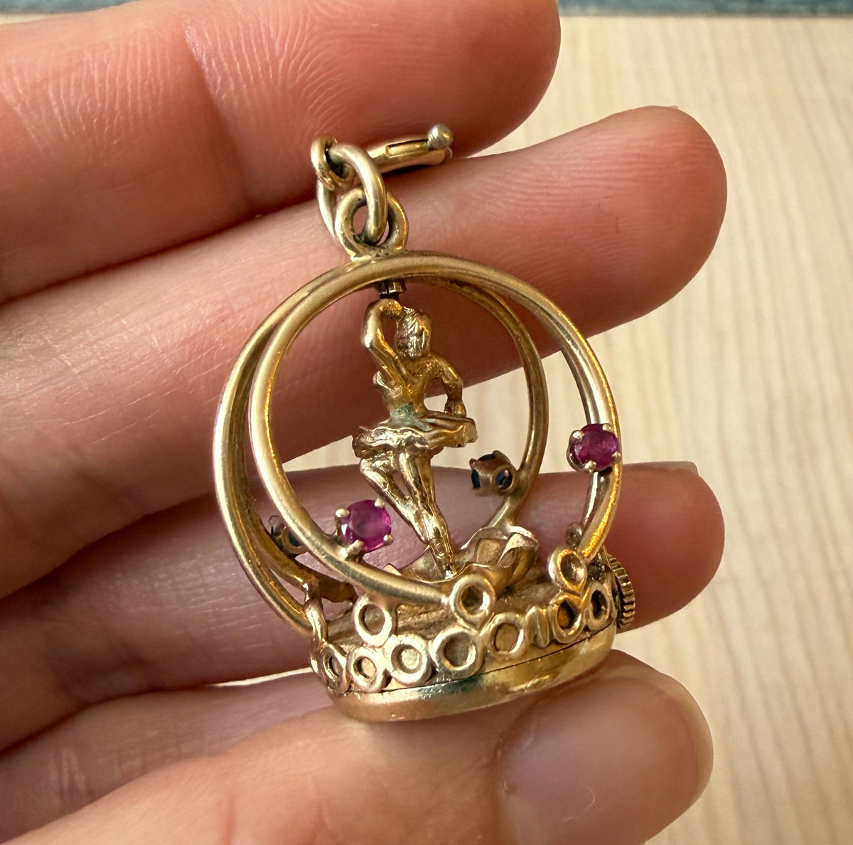 1960s Dankner "Living Charm" Spinning Ballerina in 14K Gold