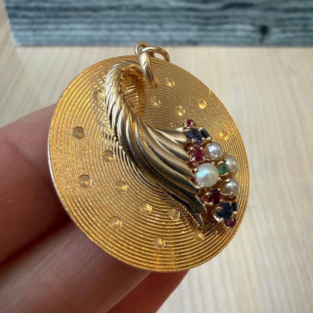Large 1960s Dankner Gem Set Cornucopia Charm
