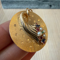 Large 1960s Dankner Gem Set Cornucopia Charm