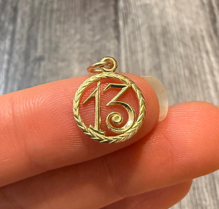 Small Lucky 13 Charm in 14K Gold