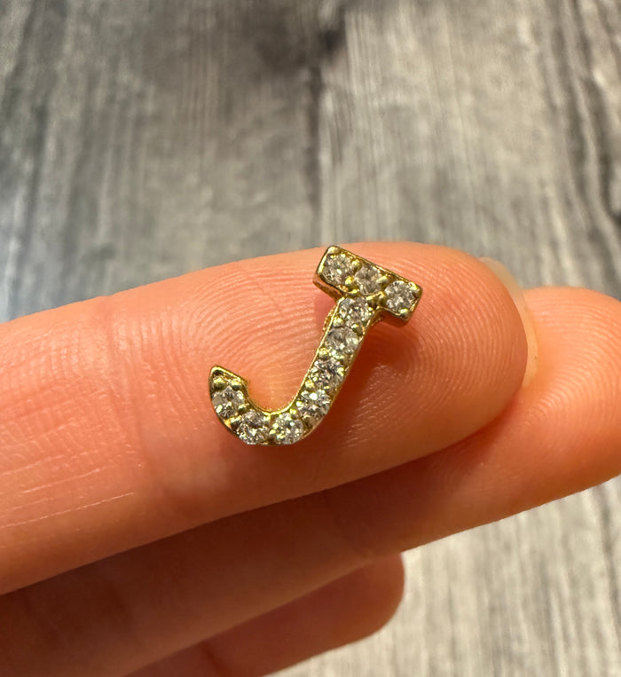 Diamond Initial "J" Charm in 14K Gold