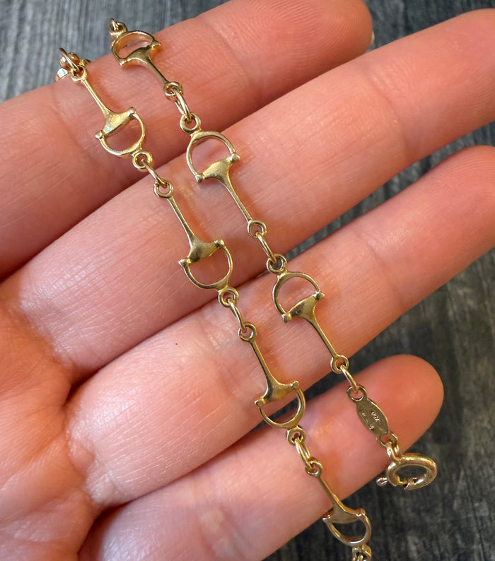 Small Horsebit Bracelet in 18K Gold, 7.75” Long
