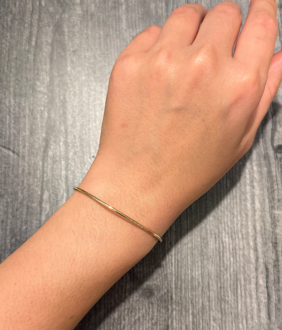 Tubular 14K Gold Omega Style Bracelet, 7.35” Long
