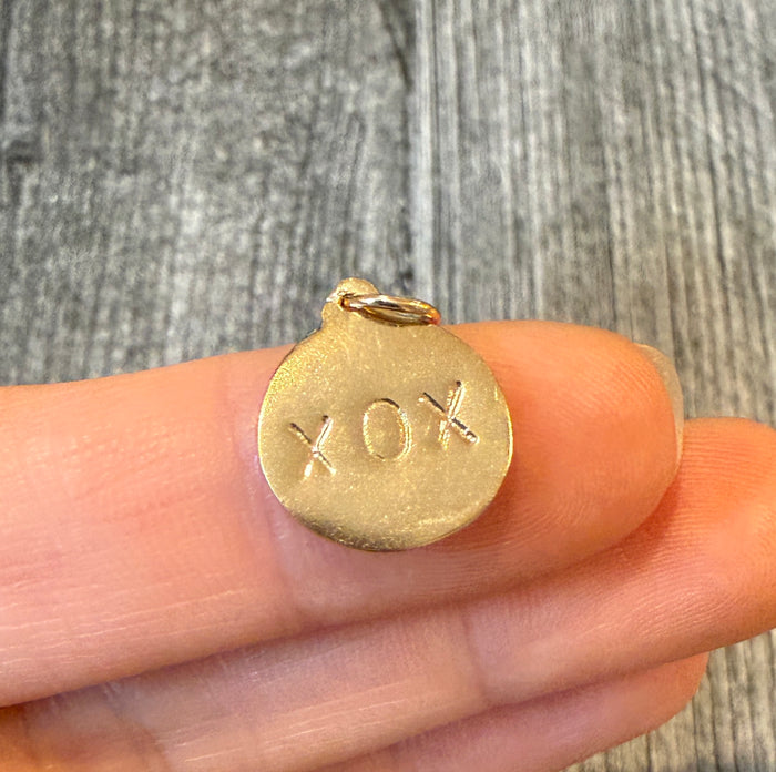 "XOX" Disc Charm in 14K Gold