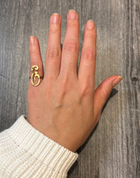 Large Script Initial "E" Ring in 14K Gold (S)