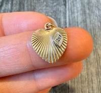 Mini Engine Turned Heart Charm with Diamond Accent 2/2