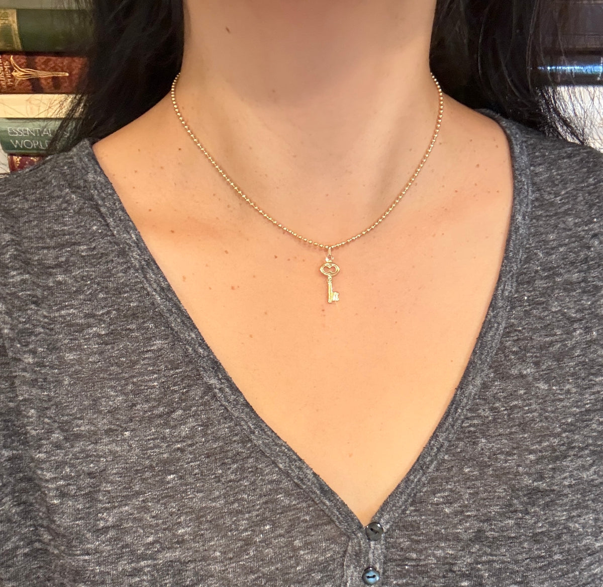 Classic Gold Ball Chain in 18K Gold, 16” Long (F)