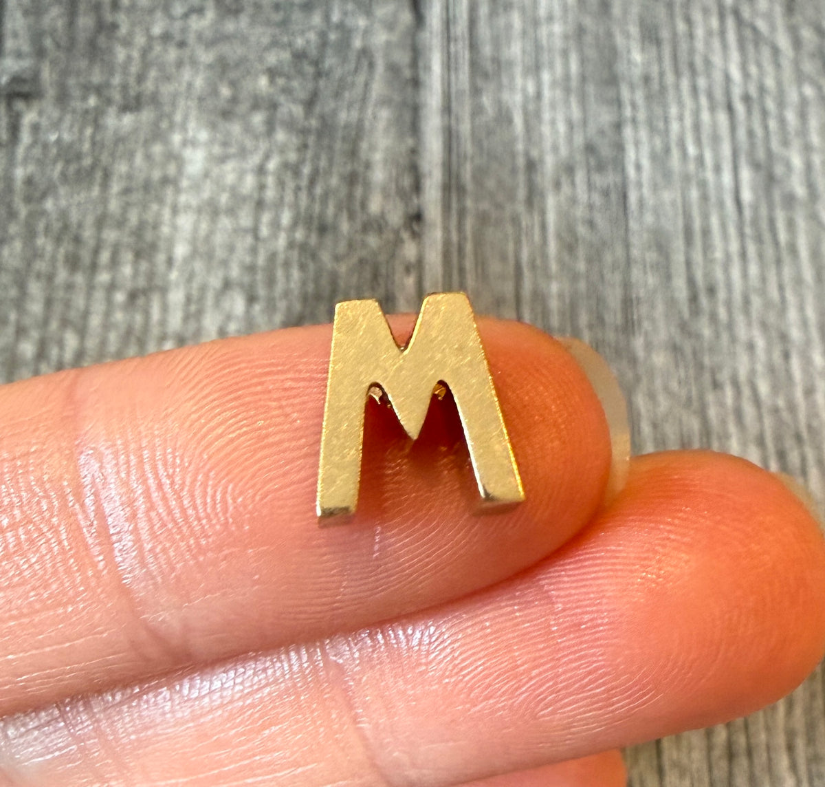 Block Letter Initial "M" Slide Charm in 14K Gold