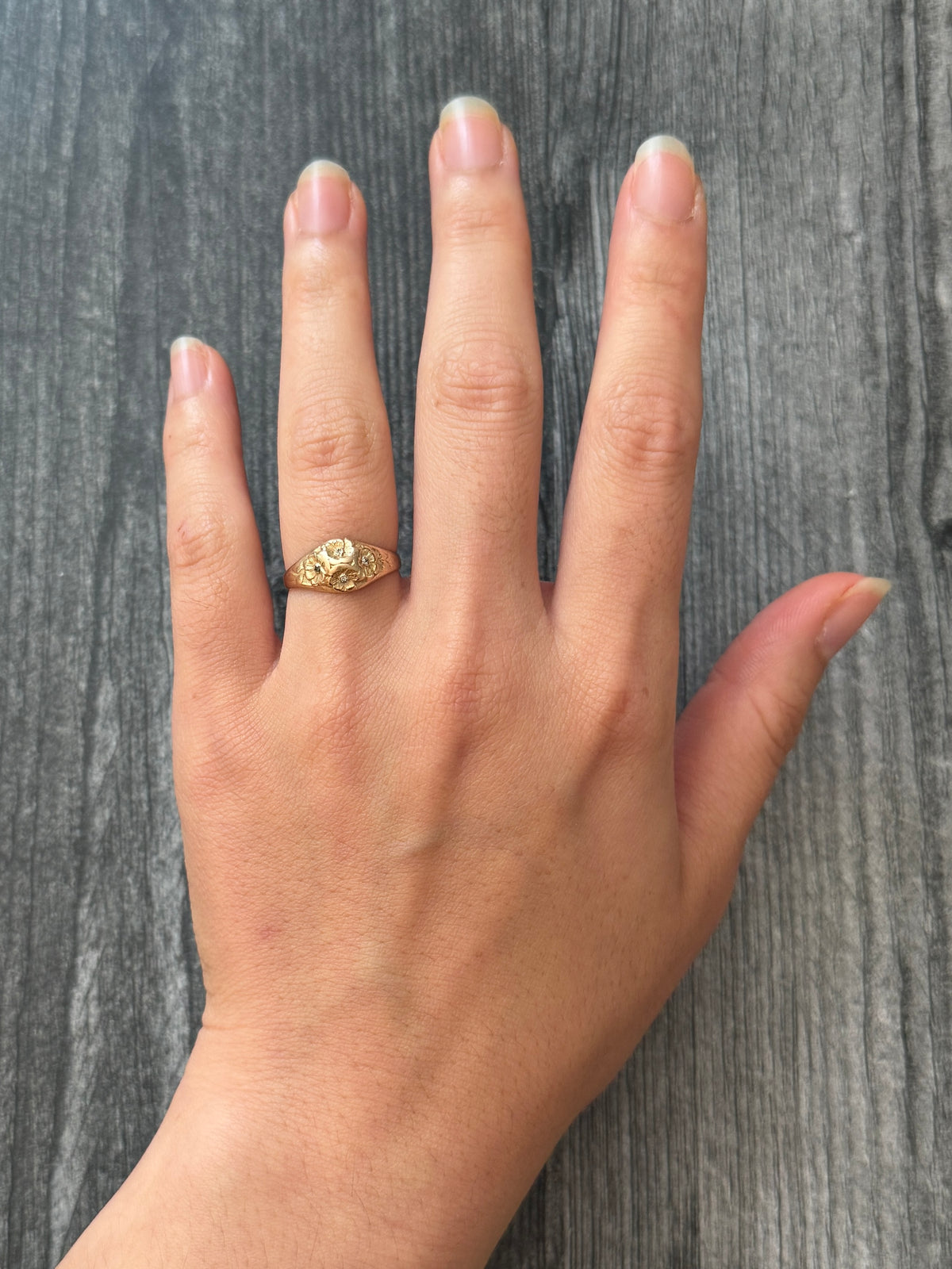 Art Nouveau Diamond Flower Dome Ring in 10K Gold