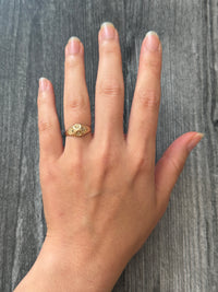 Art Nouveau Diamond Flower Dome Ring in 10K Gold