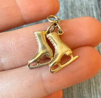 Vintage Pair of Ice Skates Charm in 14K Gold