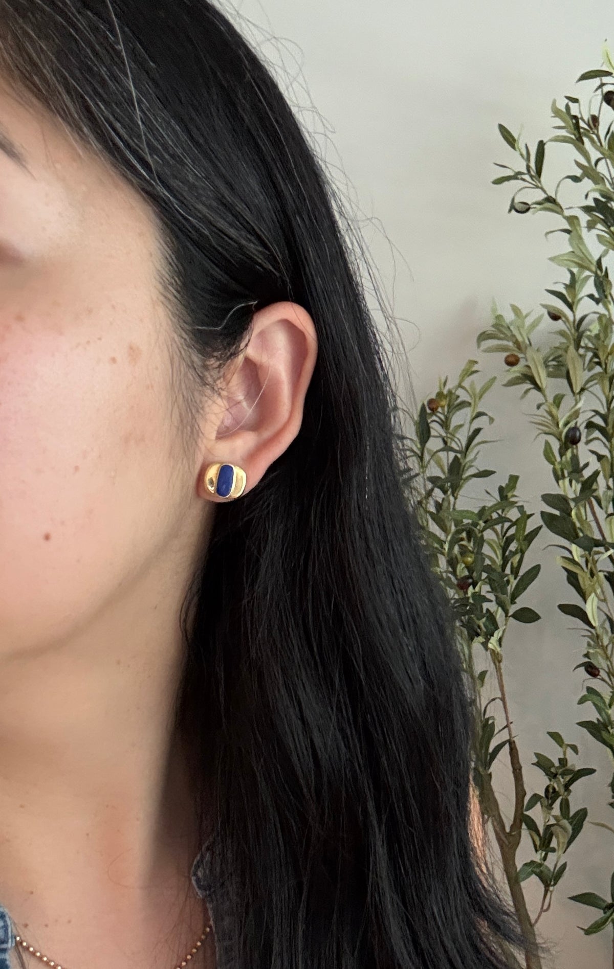 Black Starr and Frost Lapis and 18K Gold Stud Earrings (H)
