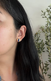 Black Starr and Frost Lapis and 18K Gold Stud Earrings (H)