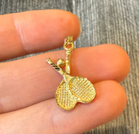 Tennis Rackets and Ball Charm in 14K Gold