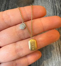 Diamond "Love" Tag Charm Necklace (S)