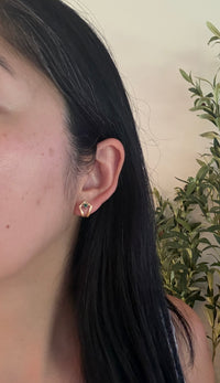 Emerald and 14K Gold Open Kite Shaped Huggie Earrings