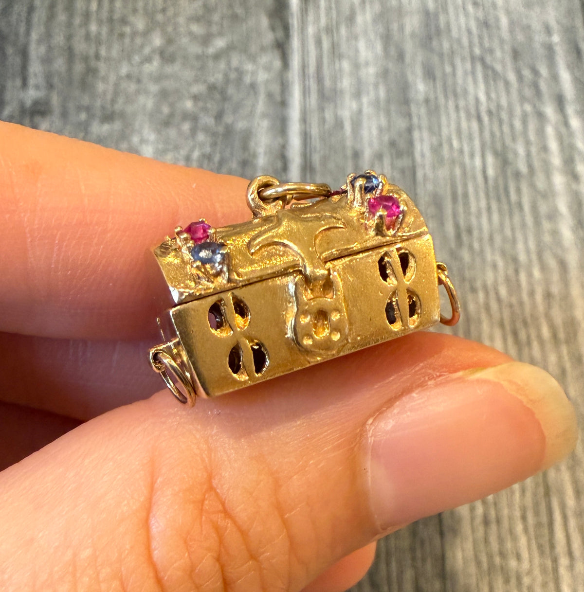 Movable Treasure Box Charm in 14K Gold