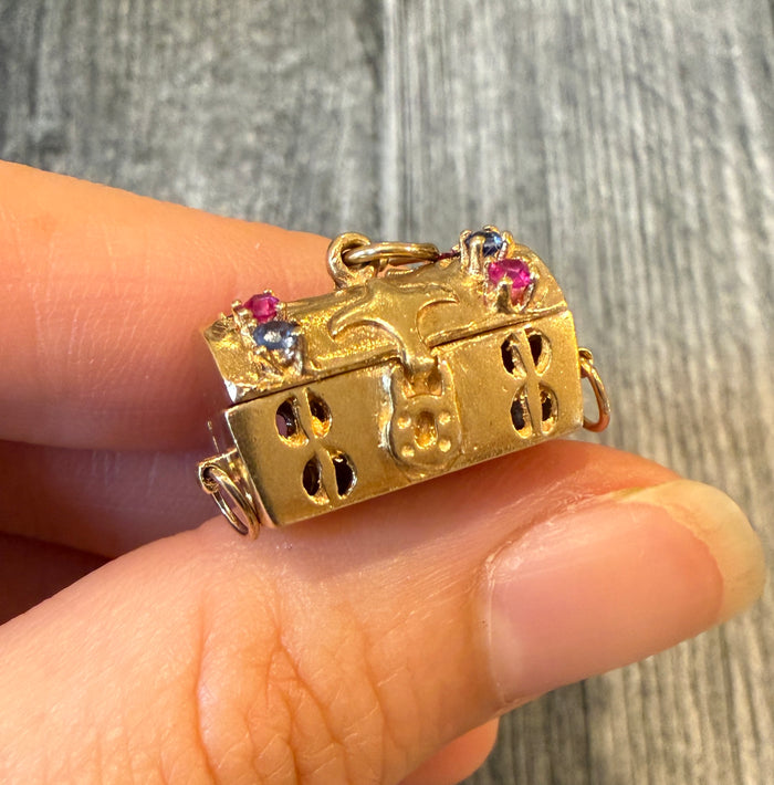 Movable Treasure Box Charm in 14K Gold