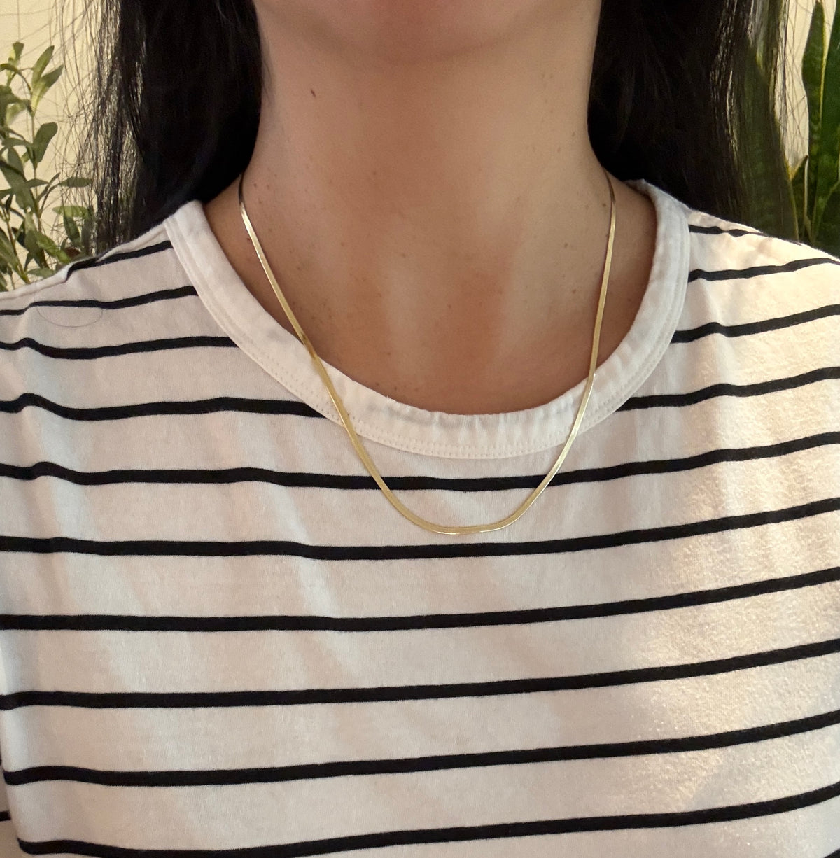 Thin 14K Gold Omega Chain, 20” Long (A)