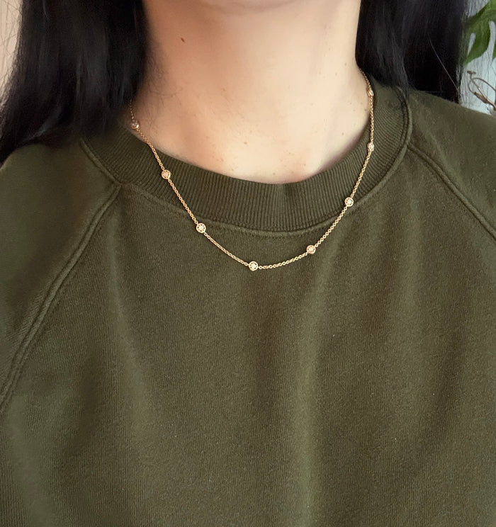 Diamond Station and 14K Gold Chain, 18" Long (S)