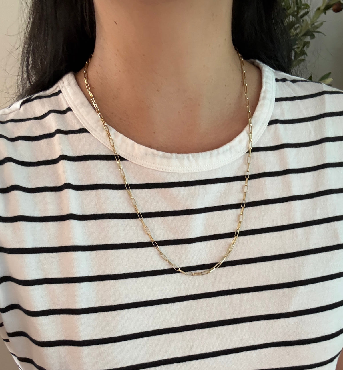 Paperclip Chain in 18K Gold, 24” Long (I)