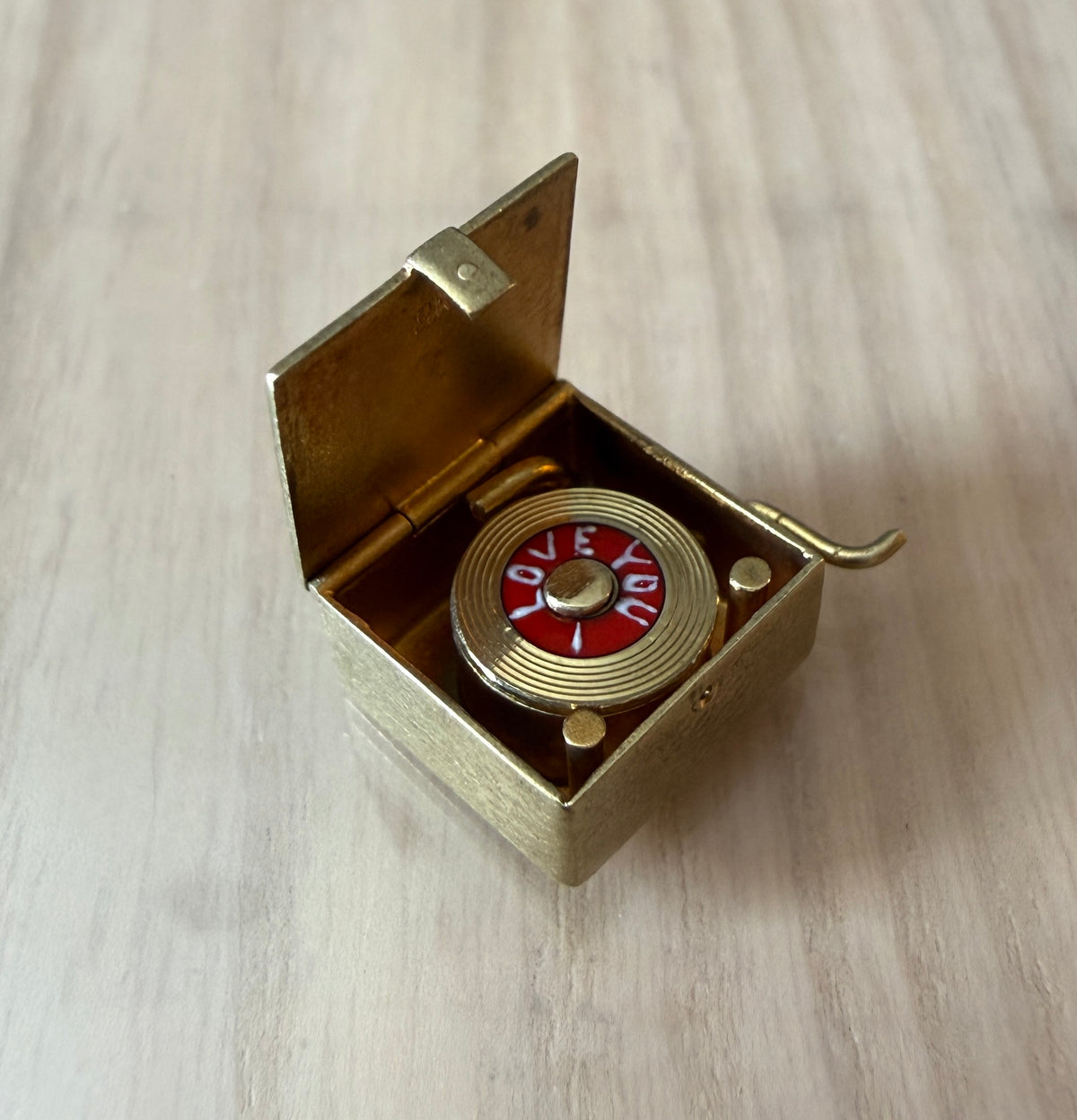 1950s Sloan & Co Mechanical “I Love You” Record Player Charm