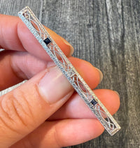 Art Deco Diamond and Sapphire Bar Pin