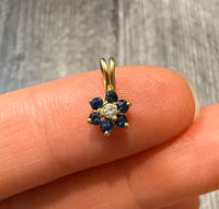 Mini Sapphire and Diamond Flower Charm