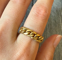 Vintage 18K Gold Curb Link Band, Ring Size 9