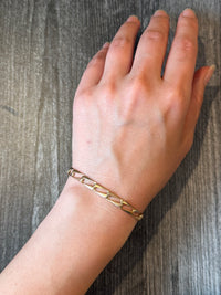 Vintage 14K Gold Rectangular Link Bracelet, 7.25" Long