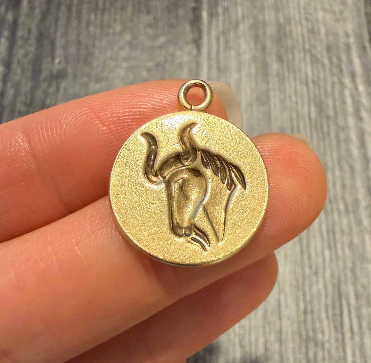 Larter & Sons Zodiac Capricorn or Goat Intaglio Charm in 14K Gold 2/2 (A)